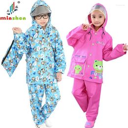 Raincoats Fashion Korean Camouflage Kids Raincoat Set Rainpants Nylon Wearable Super Strong Rain Belt Bag Seat Coat
