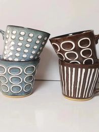 Mugs Japanese Style Kiln Glaze Hand-painted Polka Dot Stripes First-class Ceramic Mark Coffee Tea Cup