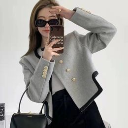 MEXZT Jackets Women Elegant Cropped Tweed Blazers Office Lady Korean Short Irregular Suit Coat Tops Vintage Casual Outerwear 240124