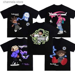 Men's T-Shirts Streetwear American cartoon pattern printing trend T-shirts men y2k baggy high street hip-hop short-sleeved O-neck T-shirts men T240202