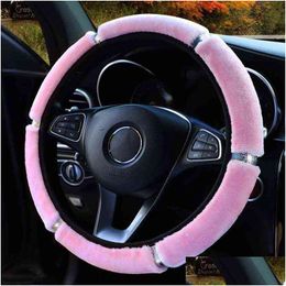 Steering Wheel Covers 3738Cm Soft P Rhinestone Car Steering Wheel Er Interior Accessories Styling J220808 Drop Delivery Automobiles Mo Dhxfa