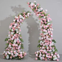 Decorative Flowers Pink Oxhorn Rack Flower Art Wedding Welcome Arrangement Decoration Arch Background Frame Activity Stage Ra