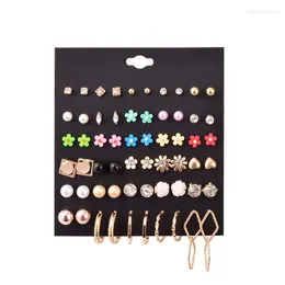 Stud Earrings 30 Pairs Elegant For Women Romantic Colourful Flowers Ear Clip Bride Party Wedding Jewellery