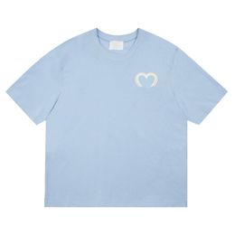 mens designer t shirts paris style big love loose tee cotton casual embroidery skyblue short sleeve