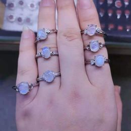 Cluster Rings Natural Moonlight Gemstone Ring Women's Zircon S925 Heart-Shaped Simple Style Bijoux Femme Anillos Mujer Ringen Aro De Luz