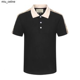 New Designer mens Polo Shirt black and white red light luxury short sleeve stitching 100% cotton classic letter Business Casual lapel fashion mens tshirts polo