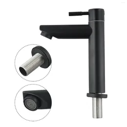 Bathroom Sink Faucets Basin Kitchen/Bathroom Mixer Tap Single-Cold Matte Faucet Taps Universal Black Stainless Steel Kitchen Part