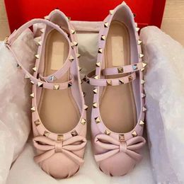 Women Satin Ballet shoes New womens bow ballet Bow tie silk satin Cross strap ankles Mary Jane ladies casual female holiday flat