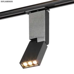 Track Lights NEW 6W CREE LED Track Light Nordic Luxury Living Room Home Cob Folding Rail Light Square Exhibition Hall Wall Light White Black YQ240124