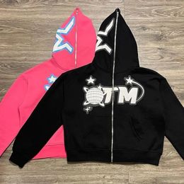 Y2k Men Streetwear Hoodie Sweatshirts Fairy Grunge Pullover Oversized Letter Star pattern foam Goth Jacket Top Hoodies Clothes 240126