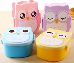 Dinnerware Portable Owl Lunch Box Cartoon Microwave Food-Safe Plastic Food Picnic Container For Children Kids Bento