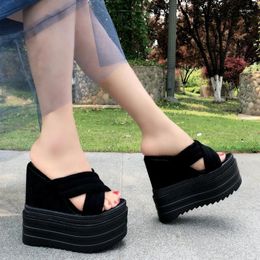 Slippers 14CM Women's Summer European And American Fashion Brands Thick High Heels Soles Open-toe Sandals Banquet Display Shoes