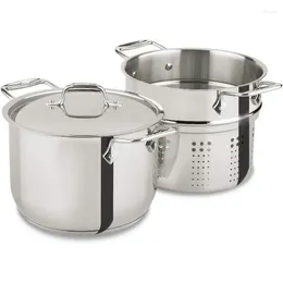 Cookware Sets All-Clad Specialty Stainless Steel Stockpot Multi-Pot With Strainer 3 Piece 6 Quart Induction Oven Broiler Safe 500F