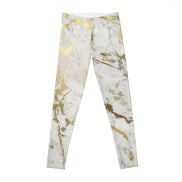 Active Pants Gold Marble On White (original Height Quality Print) Leggings Sporty Woman Gym Women's Trousers Fitness Womens