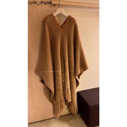 Loro Piano Capes Womens Brown V-neck Camel Hair Silk Tassel Cloak Q1J2