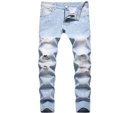 2022 Men039s Ripped Skinny Jeans Fashoin Casual Slim Denim Pants Size 2842 Midwaist Multiple Holes Trousers 20 Styles Pantalo7073063