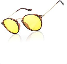 LVIOE Round Polarised Sunglasses/Night Vision Driving Glasses for Women Men LN2447