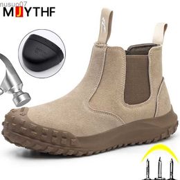 Boots Quality Men Work Boots Anti-smash Anti-puncture Safety Shoes Chelsea Boots Anti-scald Welding Shoes Indestructible Men Boots