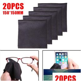 Cleaning Cloths 20Pcs Black Square Microfibre Class Cloth Lens Eye Laptop Phone Glasses Sn Cleaning Wipe Cloths Cleaner Eyewear Access Dhqtq