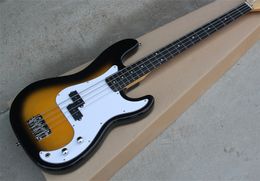 High Quality Sunburst 4 String Precision Electric Bass Guitar Rosewood Fingerboard White Dot Inlay