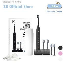 Toothbrush ZR Z5 Sonic Electric Toothbrush Dupont Bristles Adult IPX8 Waterproof USB/Wireless Charging 5Modes Timer Couple Gift Q240202