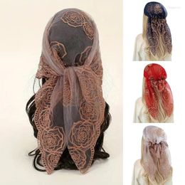 Ethnic Clothing Fashion Women Mesh Pre Tied Turban Cap Embroidery Floral Hijab Head Cover Scarf Wrap Breathable Shawls Hair Accessories