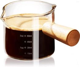 Measuring Tools Espresso Cup With Wooden Handle Dual Spout Glass Scale S V