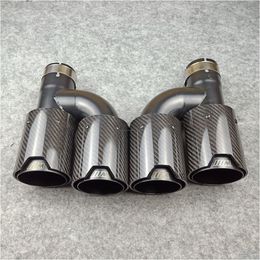 Muffler One Pair H Style Carbon Fibre Exhaust End Tips Glossy Black Stainless Steel For With M Logo Drop Delivery Mobiles Motorcycle Dhyic