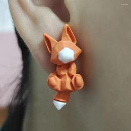 Stud Earrings Super Cute Faceted Fox Rabbit Unicorn Girls Unisex Stainless Steel Ear Studs 2024 Trendy Women Fashion Jewellery