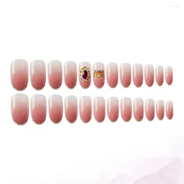 False Nails Coffin Nail Tips Gems Jewels Sticker Decal Rhinestones For Salon Accessories 24pcs