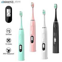 Toothbrush Osseni LCD Screen Sonic Electric Toothbrushes for Adults s Smart Timer Rechargeable Whitening Toothbrush IPX7 Waterproof Q240202