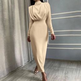 Women Autumn Knitted Dress Elegant Bodycon Slim Sexy Waist Hip Pack Sweater Dresses Female Winter Warm Aesthetic Maxi vestidos 240124