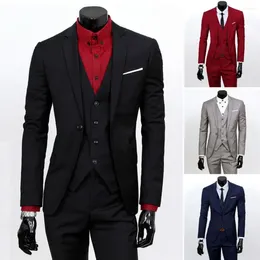 Men's Suits Great Formal Suit Soft Fabric Business Sleeveless Waistcoat Turn-down Collar Wedding Set Straight Trousers