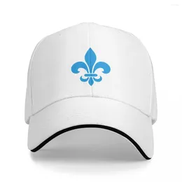 Ball Caps Quebec France Blue Fleur De Lys Modern Style PQ Qc Royal French Francais On White Background Cap Baseball