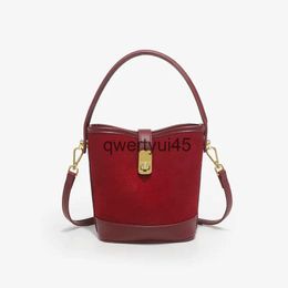 Shoulder Bags Faux Suede Frosted Splicing Genuine Leater Bag For Women Luxury Designer andbag Purse 2023 New Lock Bucket Soulder CrossbodyH2422