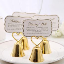 Beautiful Gold and Silver Kissing Bell Place Card Holder Photo Holder Wedding Table Decoration Favours 0202