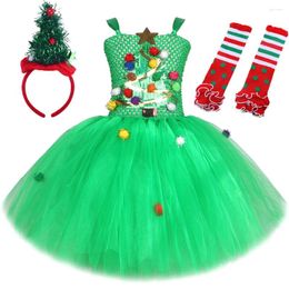 Girl Dresses Green Christmas Princess For Girls Xmas Tree Costumes Kids Year Festival Gift Outfit Children Carnival Party Clothes