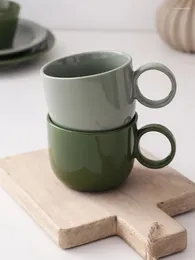 Mugs Ring Coffee Cup Ceramic Mug Ins Wind Ink Green Breakfast Water 250ml