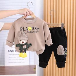 Clothing Sets Children's Set Autumn And Winter Boys' Baby Korean Edition Plush Thickened Sweater Pants Two Piece