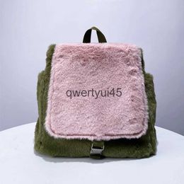 Backpack Style Faux Fur Plus Contrasting Colours Bags For Women Luxury Designer andbag Purses 2024 New In Fasion Large Capacity ToteH2422