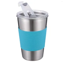 Water Bottles 500 Ml Stainless Steel Children's Cup With Straw Toddler Drink Single Layer Insulated Kids