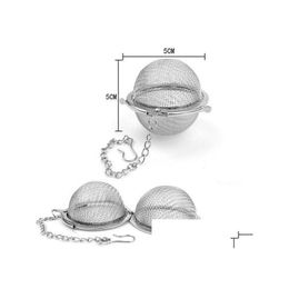 Coffee & Tea Tools Ups New Stainless Steel Sphere Locking Spice Tea Ball Coffee Tools Strainer Mesh Infuser Philtre Infusor Drop Delive Dhmks