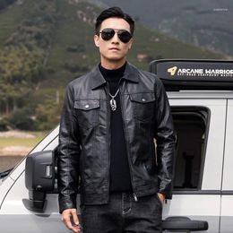 Men's Jackets Black Motor Jacket For Men PU Leather Solid Colours Autumn Winter Biker Lapel Zippers Outwears Imitation Genuine