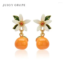 Dangle Earrings Juicy Grape Orange Gardenia Drop Sweet Fruit Flower Earring For Women 925 Sterling Silver Needle Christmas Gifts