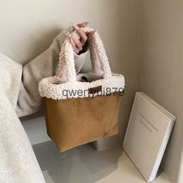 Shoulder Bags Korean Instagram niche cow horn buckle suede hand-held vegetable basket bag female lamb water bucket tote bagH2422