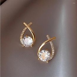 Stud Earrings 925 Silver Needle Korea Style Small Flavour Wind Delicate Crossover Design Zirconia For Women