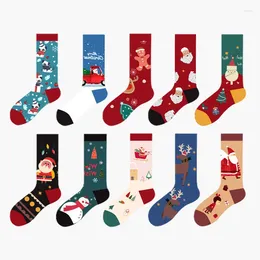 Men's Socks 10 Pairs Christmas Crew Happy Funny Man Colourful Big Size Anti-Bacterial Breathable Warm Party Dress Long Sokken