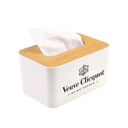Veuve Clicqot Tissue Box Bamboo Cover Paper Pudełka Tkanki uchwyt drewniany pudełko tkankowe meble do przechowywania 240127