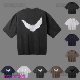 Cbat Men's T-shirts Designer Kanyes Classic Wests t Shirt Three Party Joint Peace Dove Printed Washing Water Short Sleeves High Street Mens and Womens Yzys Tees