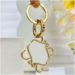 Kutu Tasarımcı Keychain Anagram Kadın Lüks Çantası Cazibesi Altın Sier Keyling Paslanmaz Çelik Erkek Moda Anahtar Zincir Klasik Yüzük Drop Dhhz3